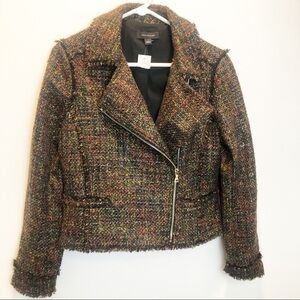 Ann Taylor Fringe Tweed Moto Jacket Size 6 NWT